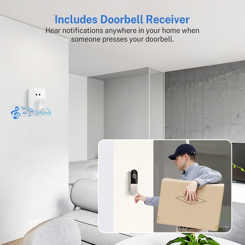 NariOrbi WiFi Video Doorbell Camera with Human Detection, Battery Powered, Night Vision, 2-Way Talk, 2.4G WiFi, Cloud Storage - Image 5